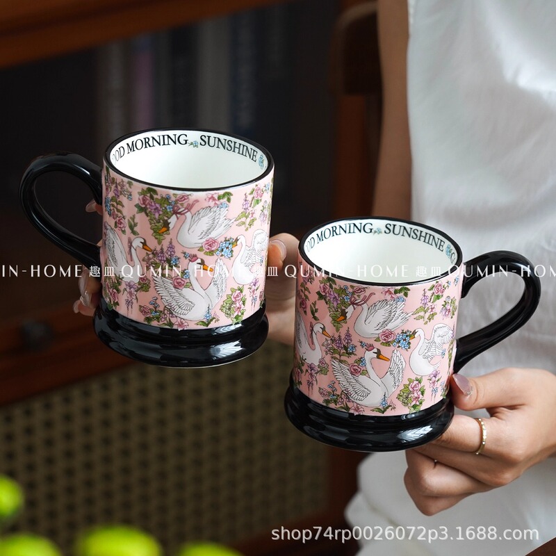 中古风马克杯复古繁花陶瓷杯下午茶咖啡杯子高颜值情侣水杯|undefined