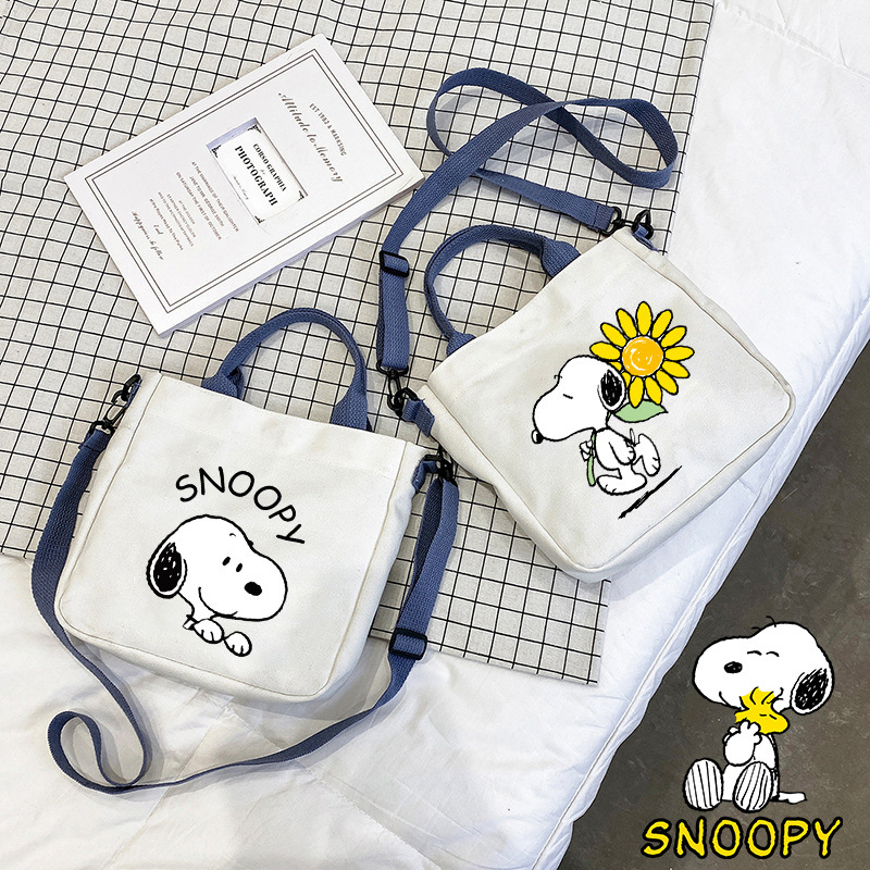 Anime peripheral Snoopy canvas bag student shoulder bag messenger bag detachable shoulder strap handbag tote bag