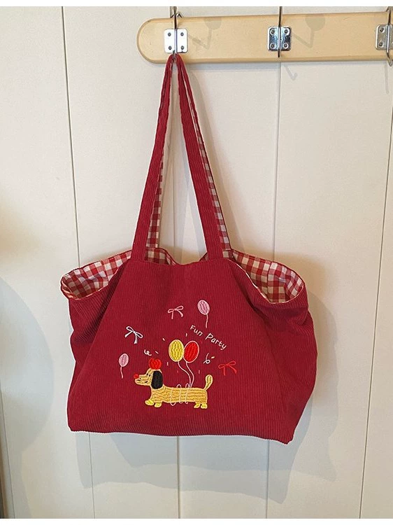Cute capacious demi-season one-shoulder bag, shoulder bag, with embroidery