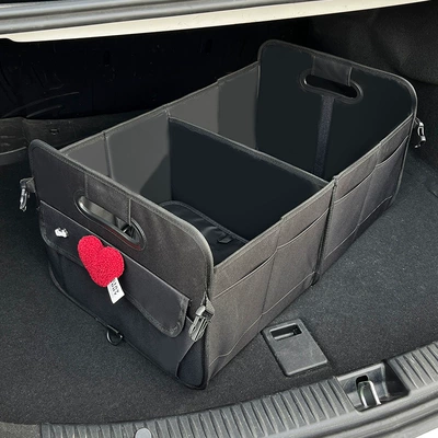 Cute Foldableing Travel Large – Car storage bag/box - red-love-upgraded-material-oxford-cloth-multi-functional-storage-box-black