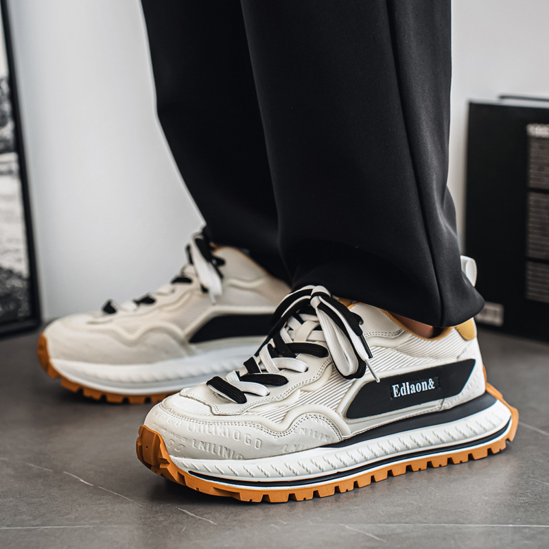 Zapatos de hombre de red de estaciones europeas, zapatos deportivos casuales de alta gama de primavera, transmisión en vivo de fondo grueso para estudiantes de todo fósforo, zapatos de papá