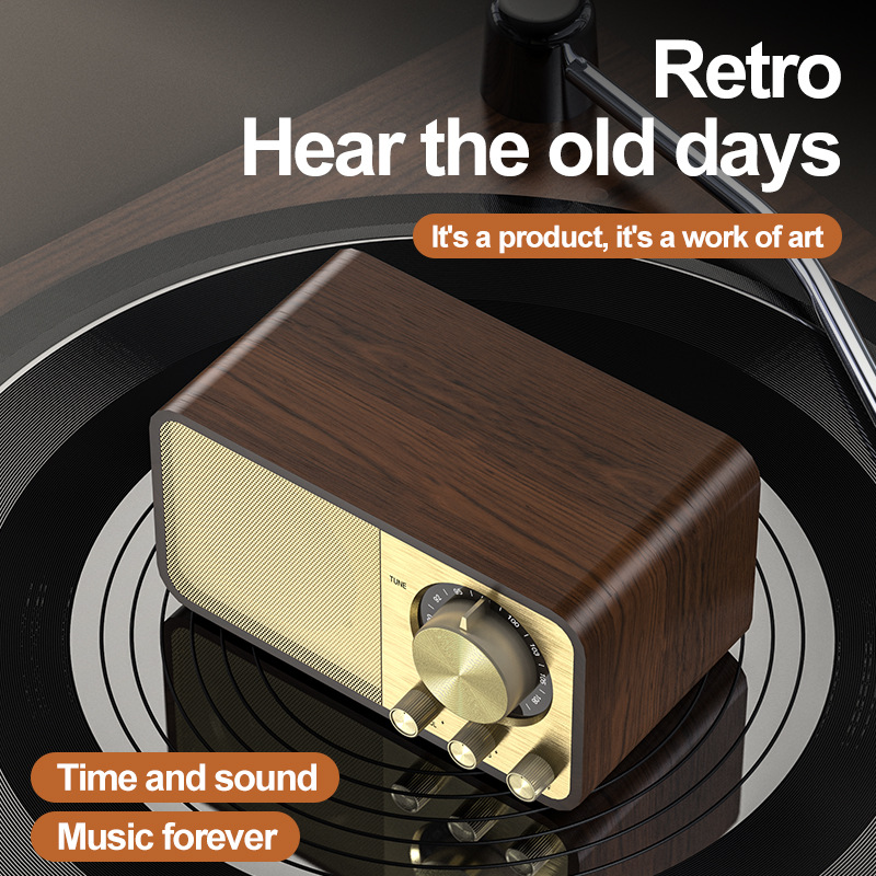 Transfronterizo JY66 altavoces Bluetooth inalámbricos de madera mini regalo creativo tarjeta portátil altavoces retro de escritorio