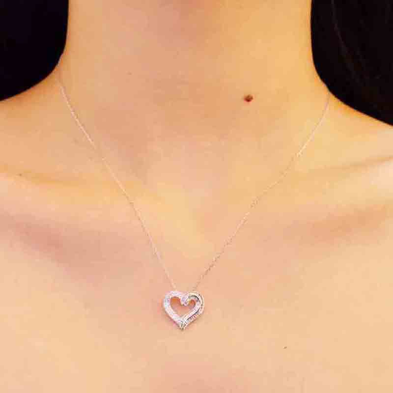 Zircon Inlay Material Wholesale Jewelry Modern Style Classic Style Heart Shape Copper Zircon Pendant Necklace Cable Chain
