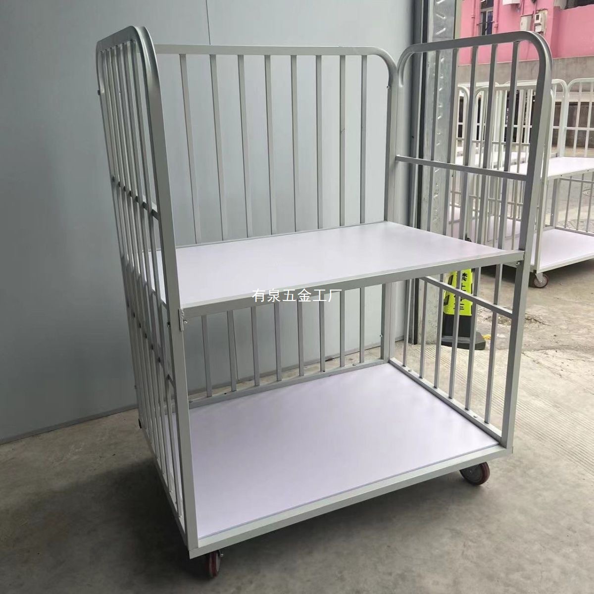 服装厂手推裁片车周转车间物料堆垛车印染推布松布带框折叠围栏车