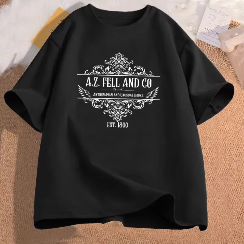 Good Omens A.Z. Feier and Co. Antique and Unusual Books T-Shirt Women's Vintage Movie Merchandise Graphic t Good Omens A.Z. Feier and Co. Antique and Unusual Books T-Shirt Women's Vintage Movie Merchandise Graphic t