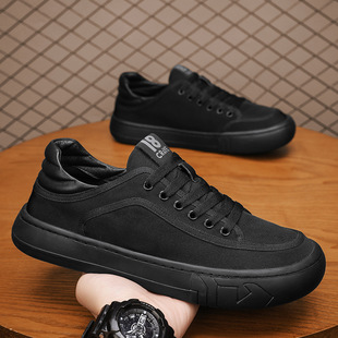Men's Shoes 2024 Summer New Style Breathable Canvas Fashionable Thick Sole Men's Trendy All-match Comfortable Casual Board Shoes