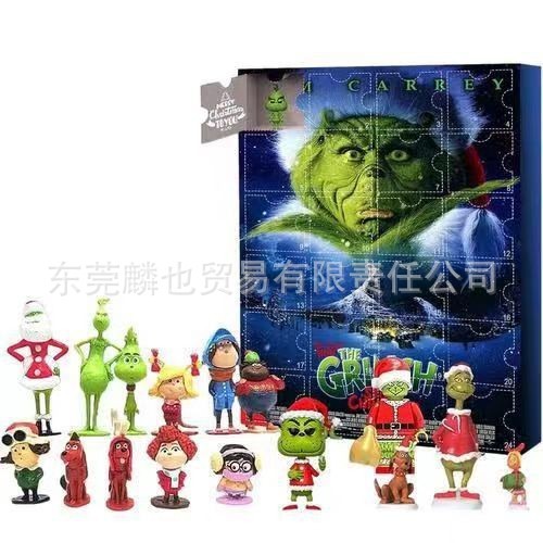 2025 クロスボーダー グリンチ アドベント カレンダー クリスマス ブラインドボックス グリーンヘア カウントダウン ハロウィン 24 ギフト ブラインドボックス|undefined