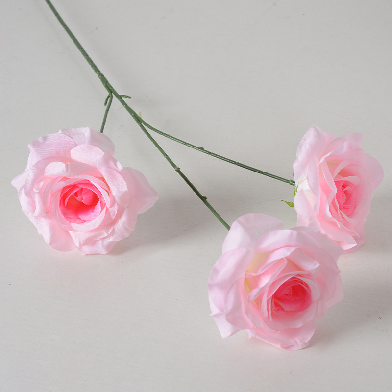 Flor de rosa de franela simulada flor falsa única flor artificial boda casa decoración del día de San Valentín sensación de alta calidad ramo de pared