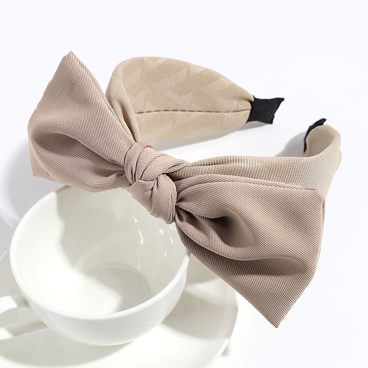 Nueva moda elegante gran arco de cabello estilo de la escuela tela tela banda de cabello temperamento toque de cabello universal mujer image 6