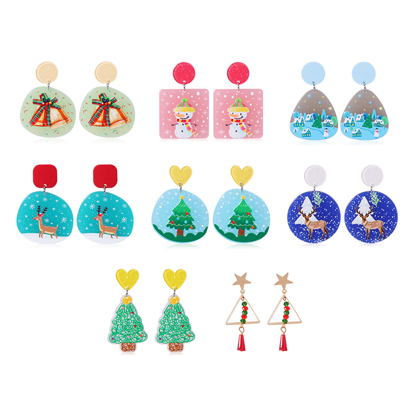 Fashion Santa Claus Christmas Socks Bell Epoxy Alloy Earrings display picture 4