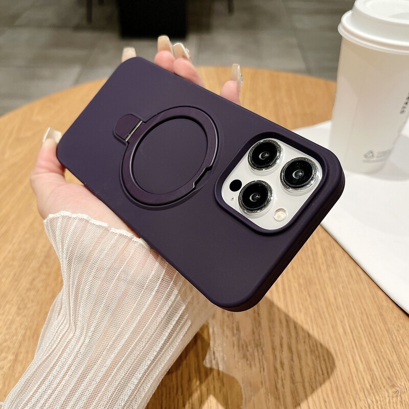 iPhone17promax対応 液体シリコン製 マグネット式スタンド付きスマホケース Apple16 大型ホール保護カバー|undefined