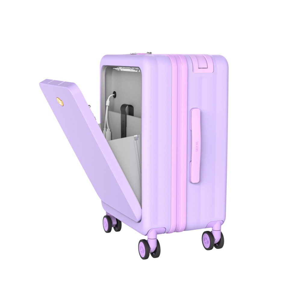 Vali kéo 20 inch chống cháy nổ, thanh kéo trung tâm, khóa mật khẩu hai mặt trước — 53L Ju Neng nắp mở phía trước SF Express miễn phí vận chuyển màu đen