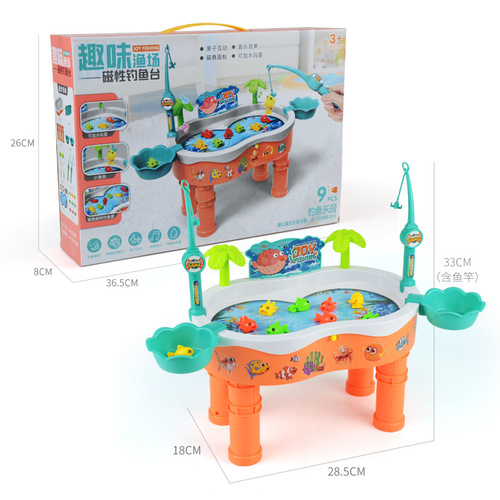 Children's magnetic fishing toys, refillable electric rotating fishing platform, fish fishing and water play toy set