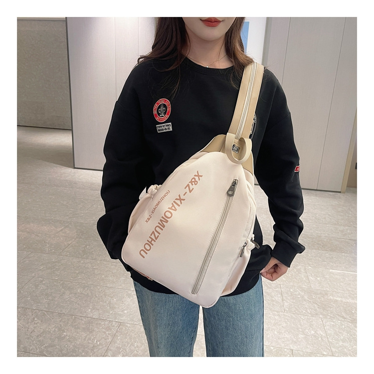 Cross-border women's multi-functional backpack, canvas chest bag, single-shoulder crossbody bag, multi-layered casual large-capacity bag undefined
