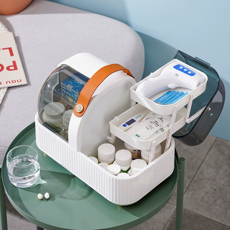 Портативная аптечка в легком роскошном стиле с двойной открывающейся крышкой, ящик для хранения большой емкости, бытовой ящик для хранения обычных лекарств, многослойный ящик для первой помощи