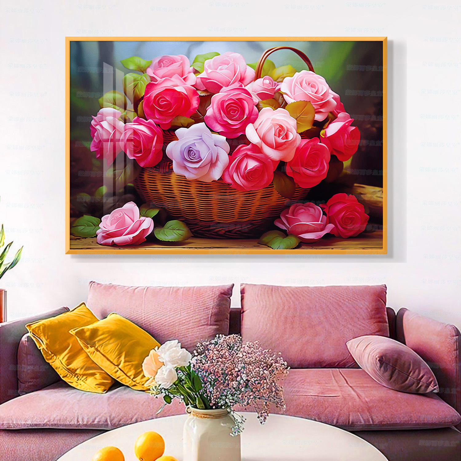 Mona Lisa real bordado cruzado una cesta de rosas actualizada nueva decoración floral simple bordado a mano image 2