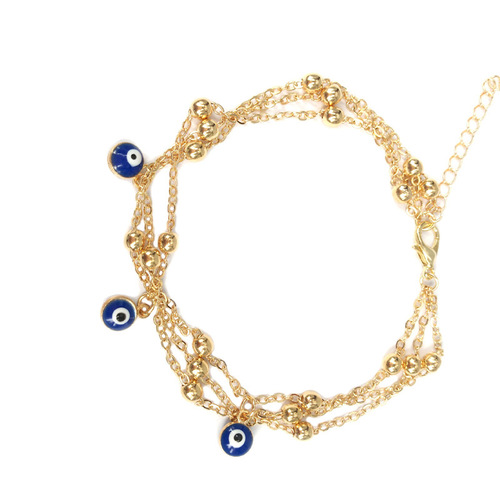 European and American New Style Ankle Chain Bohemian Blue Eye Pendant Ankle Accessory Fashion Multi-Strand Bead Ankle Jewelry