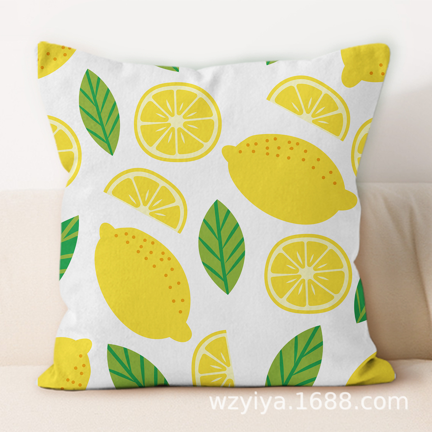 almohada de impresión de limón simple sofá en el hogar moderno almohada de respaldo decoración desmontable almohada de cabecera cuadrada