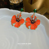 Silver needle, fashionable advanced earrings, flowered, European style, high-quality style, light luxury style