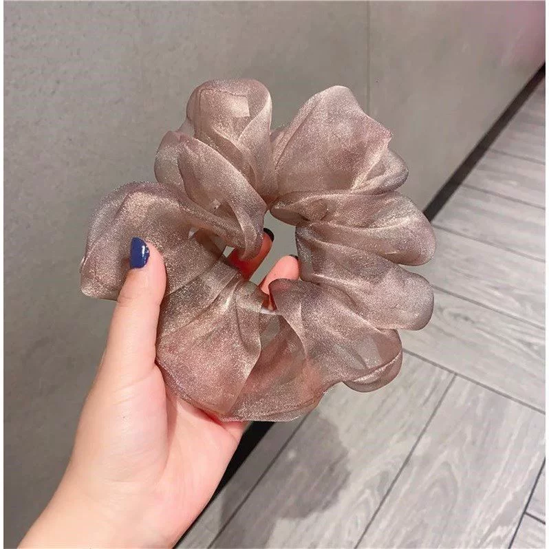 Large European Roots large intestine hair ring ~ Ins Korean version of the fairy, the hair rope net yarn BM pork large intestine loop jewelry head rope