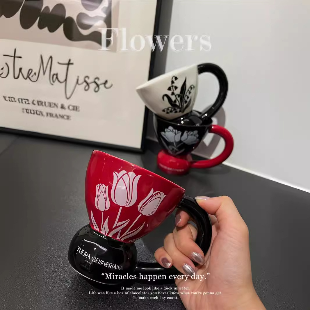 Tazas de cerámica para parejas de niñas tazas de café creativas caseras simples tazas de menú de la tarde tazas de agua potable