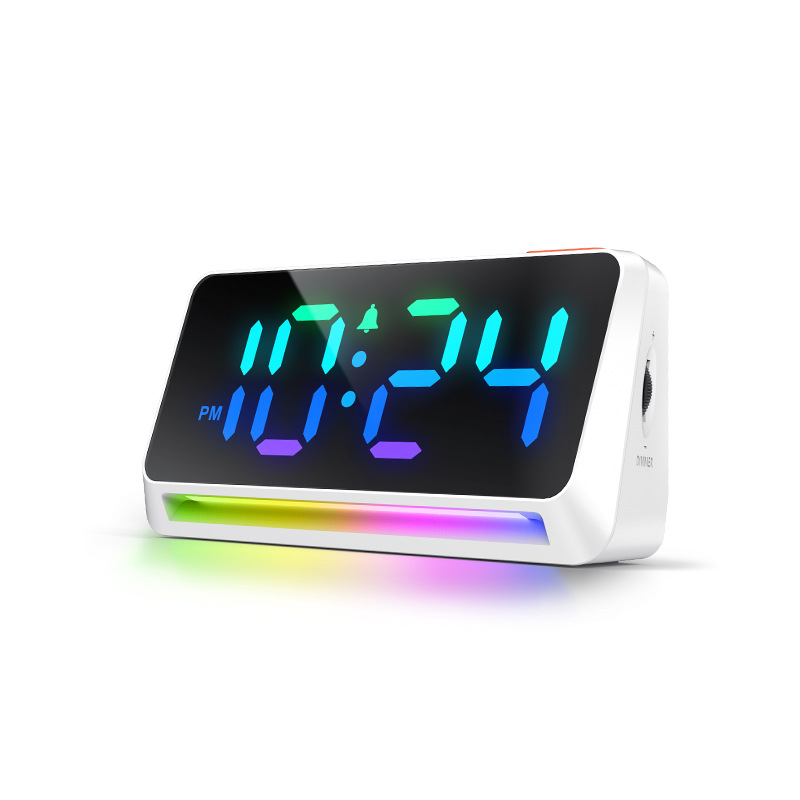 Reloj despertador dormitorio para estudiantes, reloj de despertador de tiempo especial, pantalla LED colorida, reloj electrónico de regalo