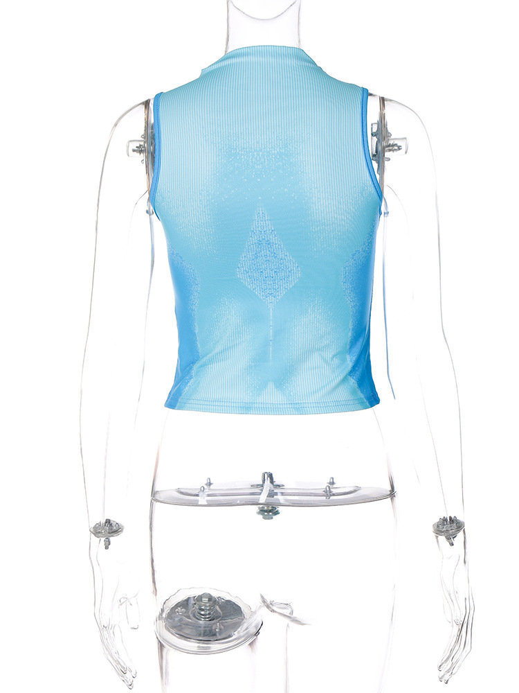 Title 8, Top senza maniche corto con scollo rotondo da d...