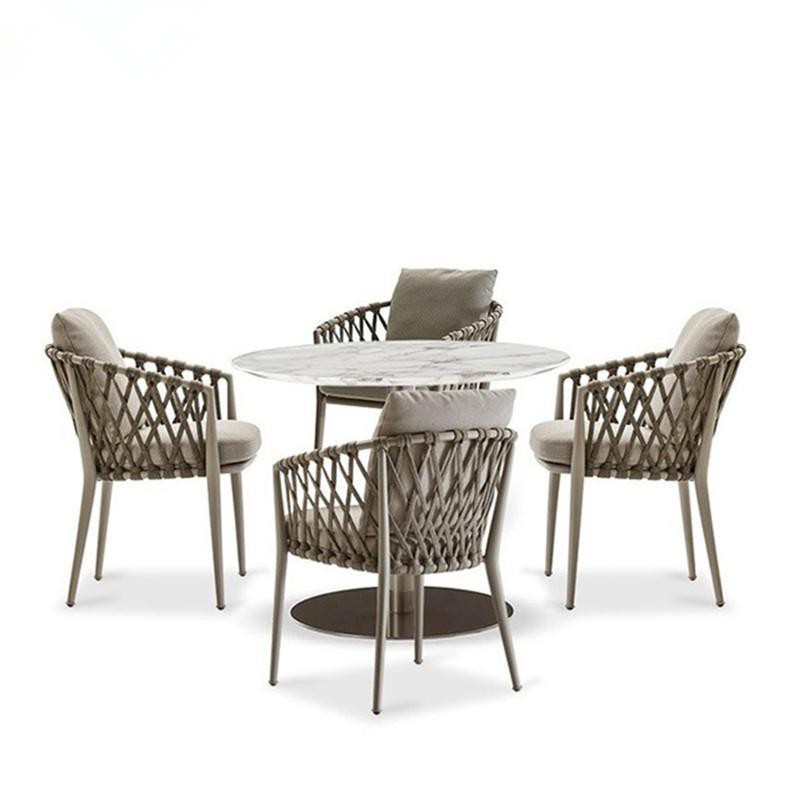 Nórdico al aire libre mesa y silla ocio patio balcón mesa y silla combinación terraza al aire libre jardín protección solar impermeable ratán silla muebles