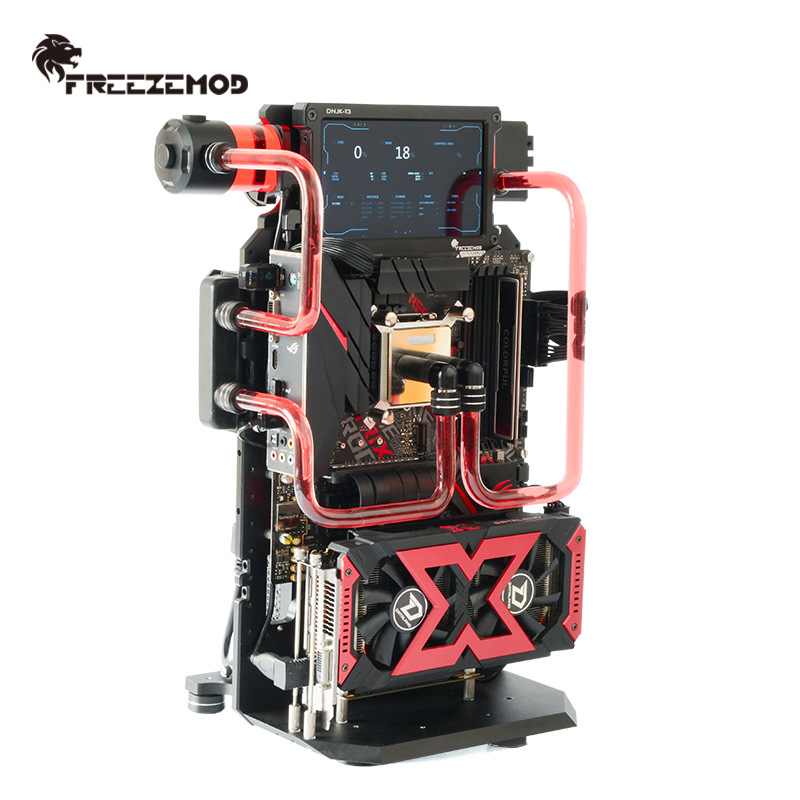 FREEZEMOD开放式电脑机箱10mm板厚整体加工KFJX-V1支持水冷安装