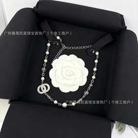 2025新款小香风透明珍珠双C珐琅颈链choker小众轻奢高级感配饰女