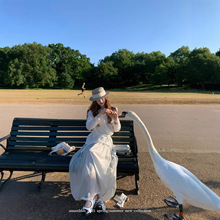 aaaaxbbb 西伯利亚慢车 两色防晒套装长袖罩衫宽松气质连衣裙长裙