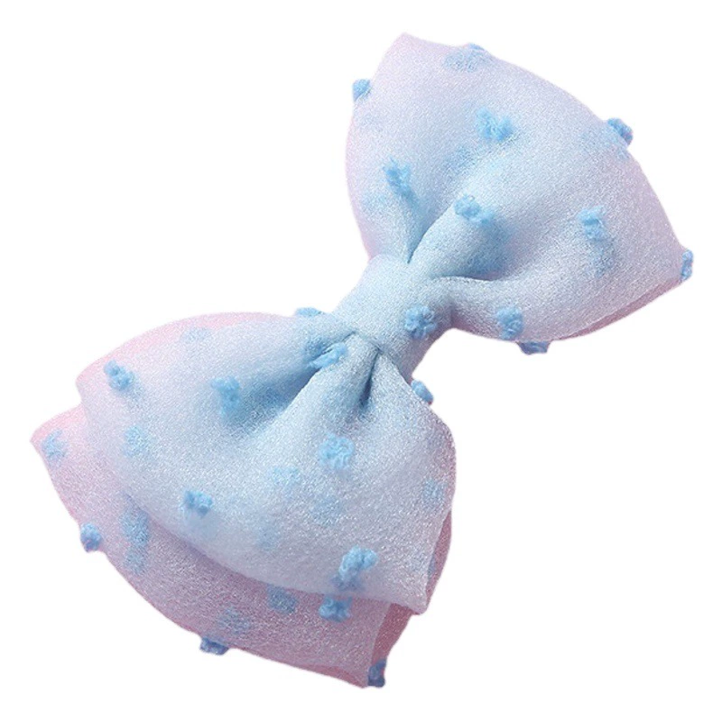 Новый стиль сетчатый Отбойник в горошек с бантом детская заколка для волос для девочек двухслойный Многоцветный зажим для челки детские головные уборы