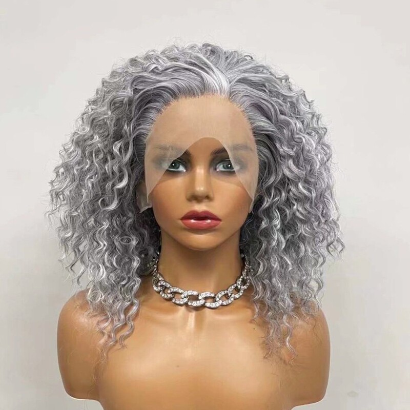 Short Curly Synthetic Lace Front Wig 13*3 Cos High Temperature Silk Fiber Synthetic Wig Lace