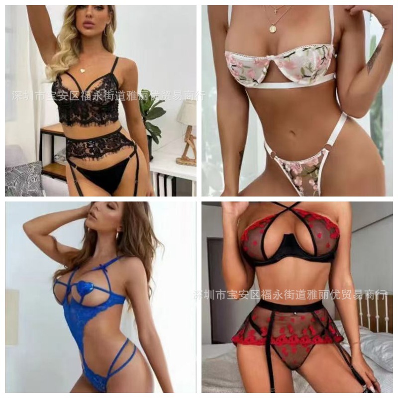 Europa y los Estados Unidos ropa interior de interés nuevo encaje perspectiva split camiseta miscelánea pijama sexy comercio exterior bajo precio al por mayor