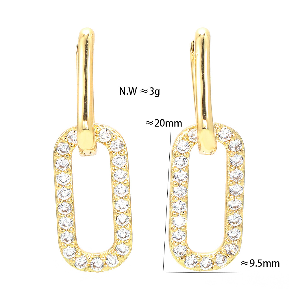 Unisex Gender Plating Design Fashion Personalized Full Diamond Geometric Zircon Earrings