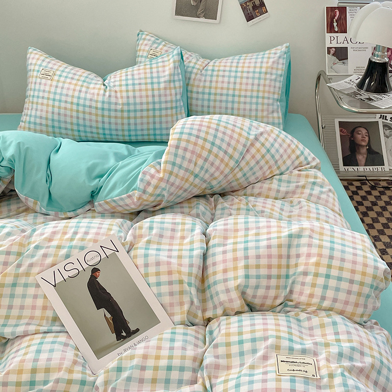 日本式水洗い綿純色四点セットシンプル無印風学生寮純綿三点セット純綿シーツ