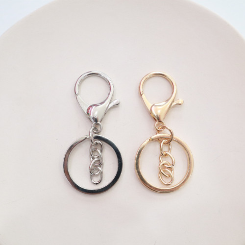 Electroplated metal lobster keychain three-piece set jewelry DIY jewelry accessories car eight-character four-character chain keychain