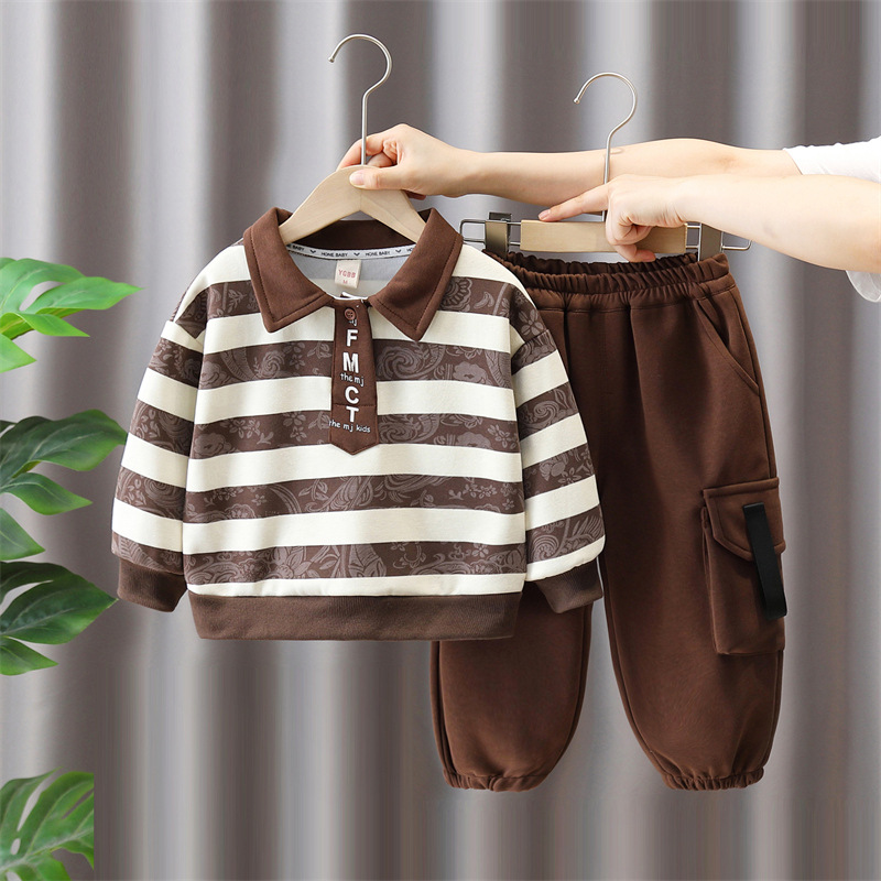 5875 Traje de otoño para niños 2024 Nueva ropa deportiva para bebés de otoño Primavera y otoño Ropa para niños Camisa POLO coreana