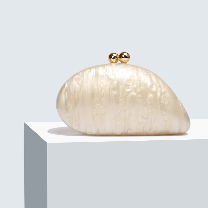 Evening Bag Acrylic Pearl Purse Shoulder Crossbody Bag Single Shoulder Crossbody Cute Ivory Pearl Color Clutch Bag