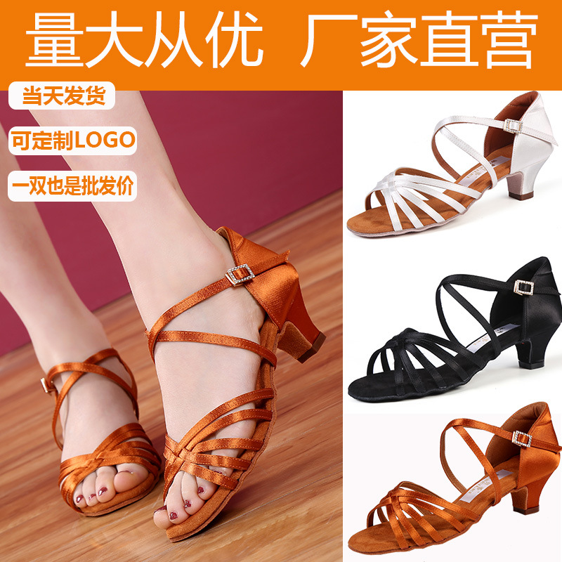 Dancing Bailey Children's Latin Dance Shoes Girls' Medium and Low Heel Soft Bottom Dance Shoes Children's Cha Cha Indoor Practice Dancing Shoes