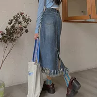 Ретро джинсовая юбка, plus size, высокая талия, 2023