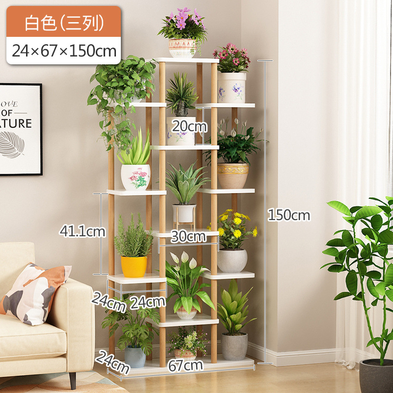 Estante de flores de madera sólida multicapa interior piso sala de estar decoración simple rack de flores verdes multicarnose orquídeas colgantes