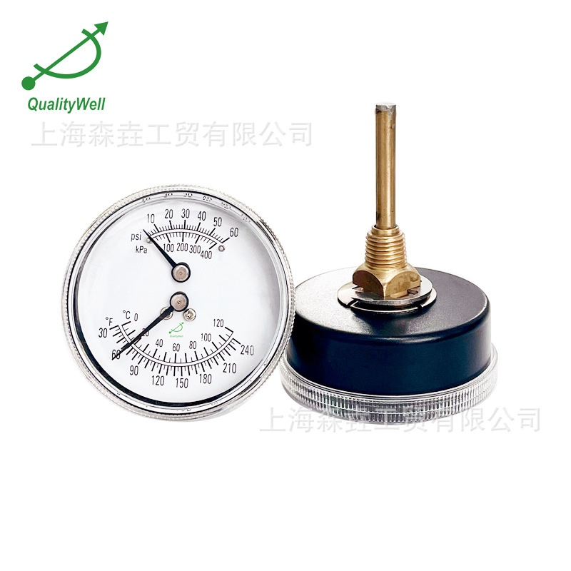 供应轴向型铁壳温度压力一体表 WHT-1B