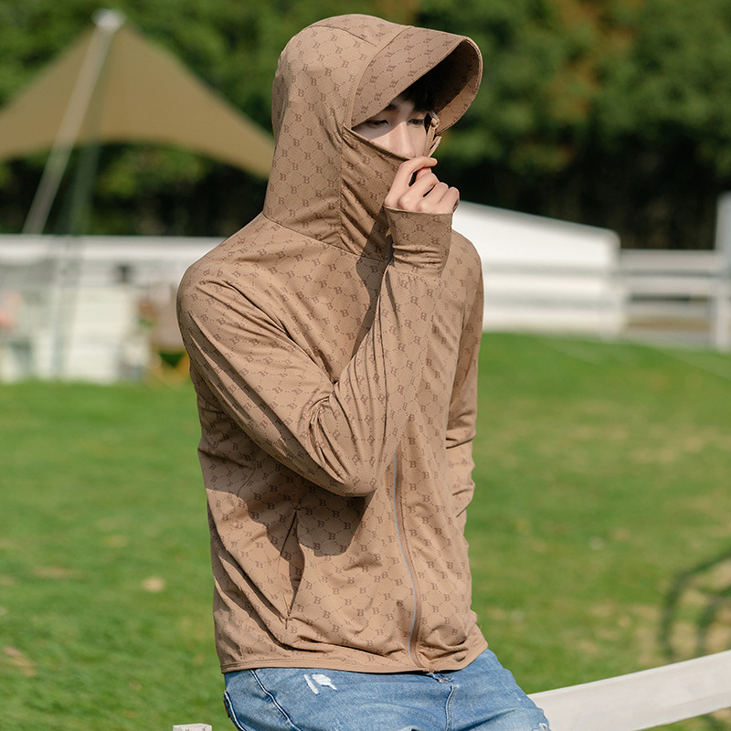 B-shaped hielo rápido secado chaqueta de protección solar hombre verano anti-UV delgado transpirable ropa de pesca de moda pareja