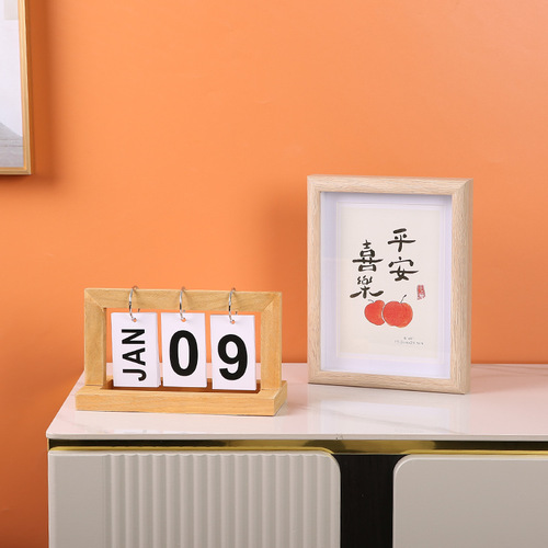 ins Creative Wooden Page Flip Calendar Home Simple Desktop Ornaments Study Desk Calendar Perpetual Calendar Small Ornaments