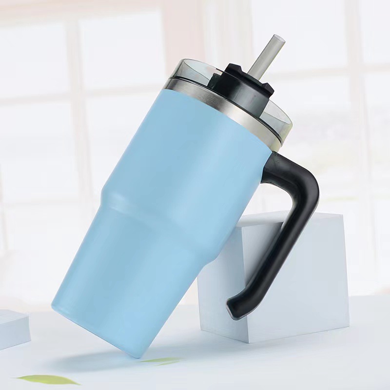 Nuevo 30z taza de coche con mango de gran capacidad paja helado taza Amazon 304 Acero inoxidable frío aislamiento taza