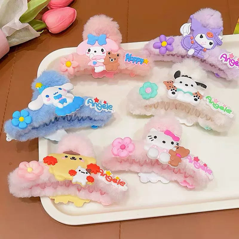 Sanrio, плюшевая большая крабовая булавка, карманный акула, резинка для волос, милые заколки, новая коллекция