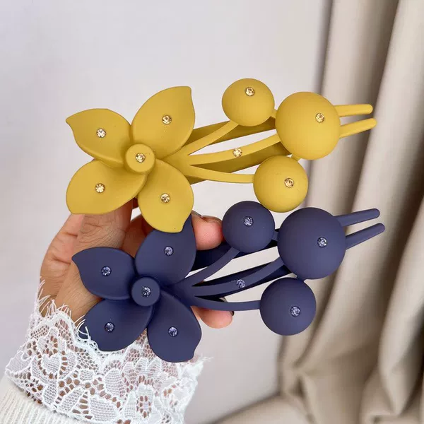 Bauhinia Flower Clip-Fugui Purple + Mustard Yellow