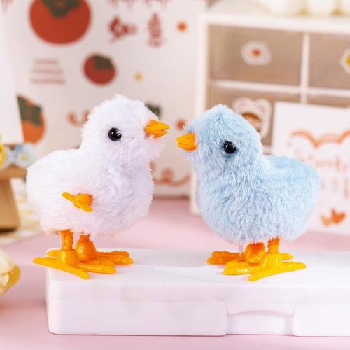 Fuzzy little chicken without wings, jumping chicken with chain toy, plush spring chicken, 1 yuan street stall toy wholesale