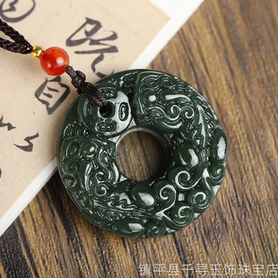 Hetian jade jade brave peace buckle pendant leather rest jade pendant men and women will sell gifts live welfare companion gift